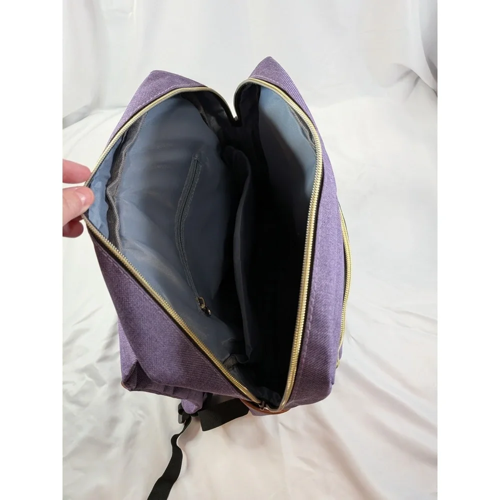 Purple Laptop Backpack with Contrast Trim - Unbranded